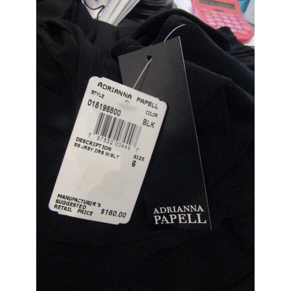 Adrianna Papell Dress NWT Black Shutter Pleated Matte Jersey Cocktail Size 6 - Picture 9 of 10